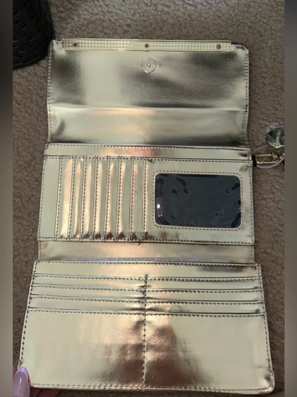 Steve Madden Black Wristlet wallet with Gold Accent